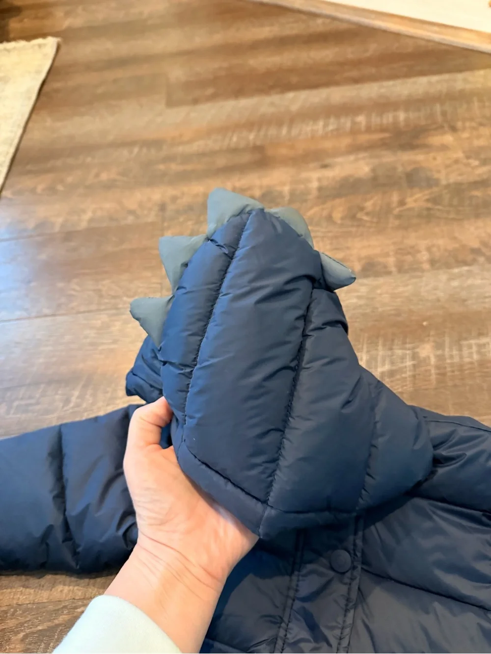 MORI Baby Dinosaur Puffer Jacket Navy Blue Hooded Coat 6-12 Months Waterproof